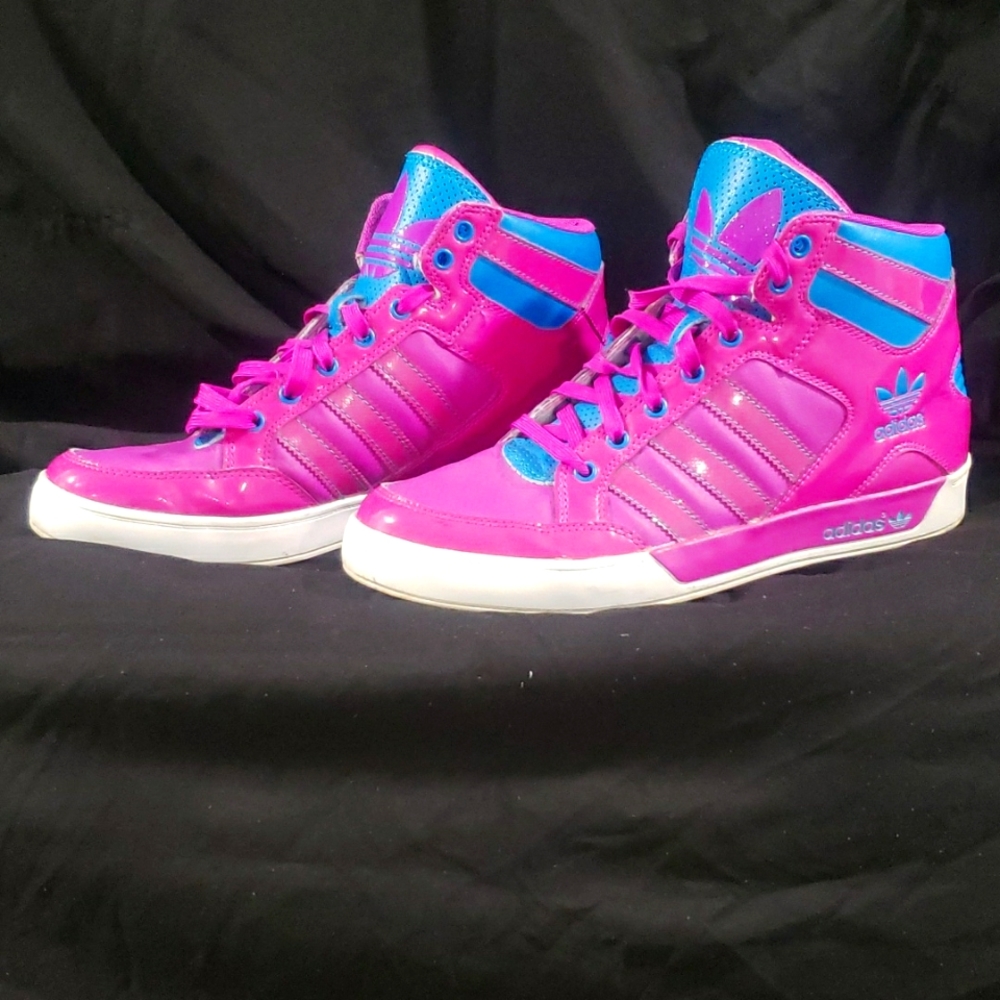 Teal and purple vintage adidas hightops
